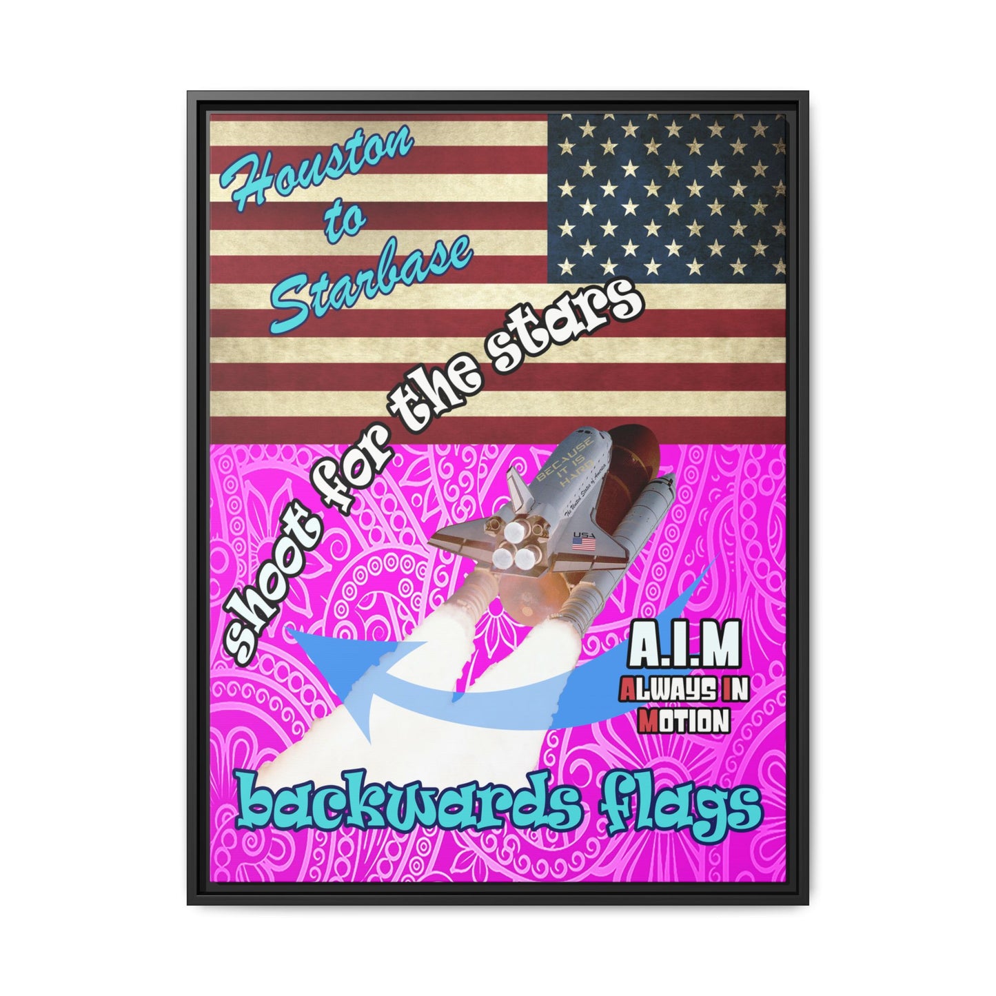 shoot for the stars - framed canvas art (pink swirl)