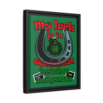 my luck - framed canvas art (dark green)