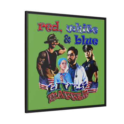rw&b lives matter - framed canvas art (green)