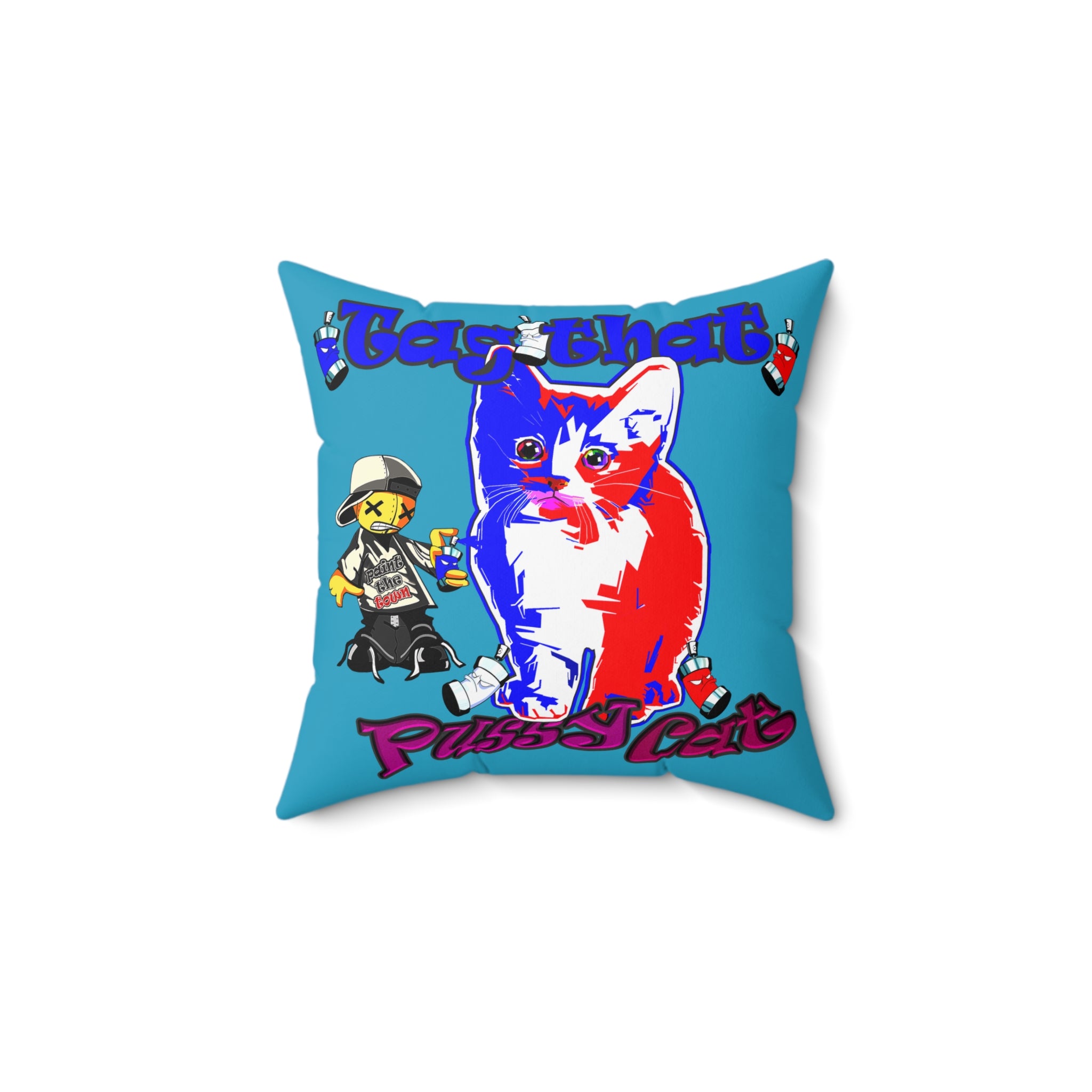 tag that - Spun Polyester Square Pillow - (turquoise)