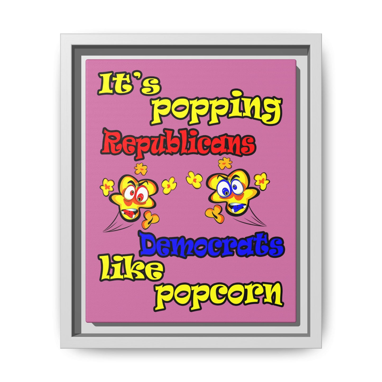 popping like popcorn - framed canvas art (light pink)