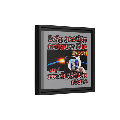 defy conquer reach - framed canvas art (grey)