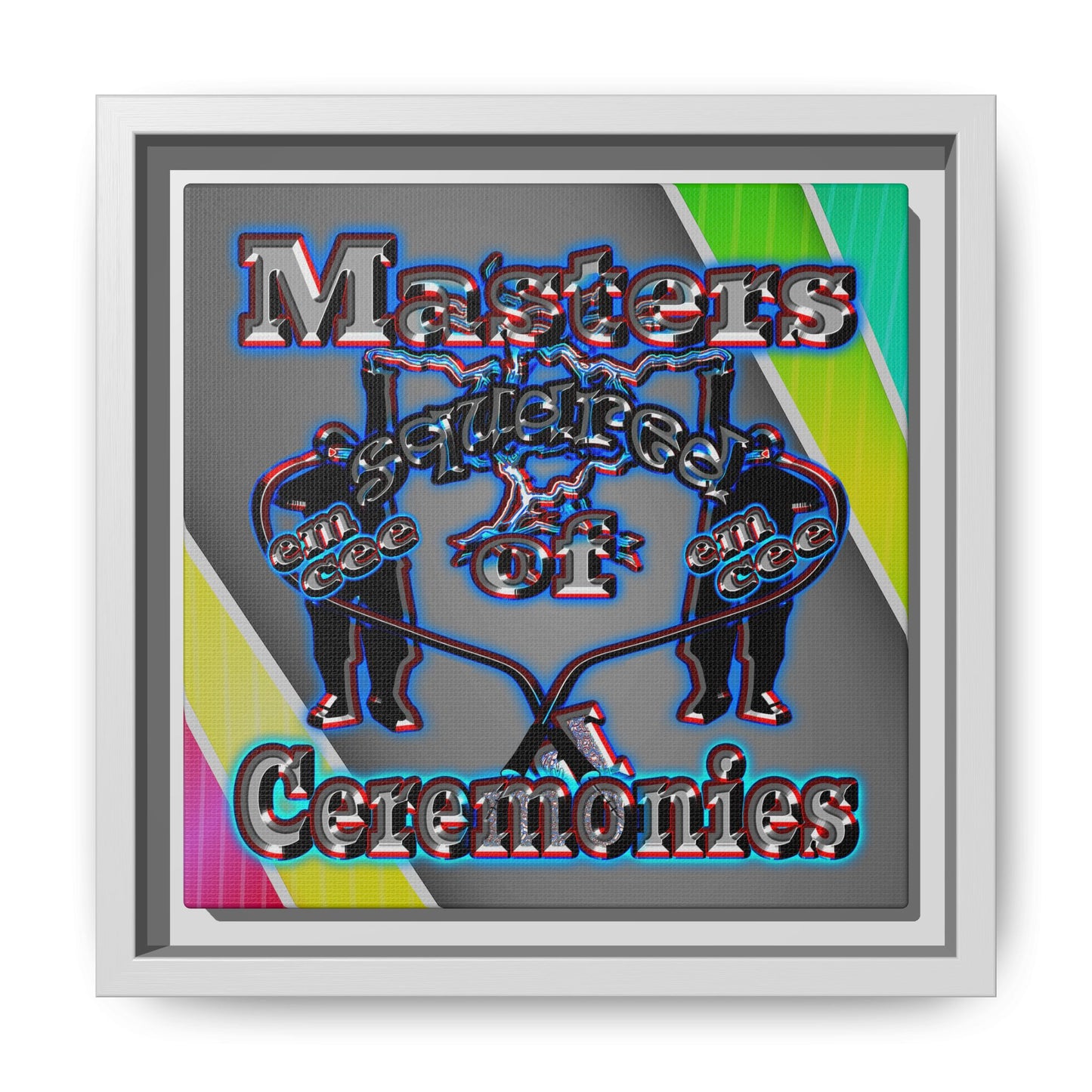 em cee squared - framed canvas art (rainbow split)