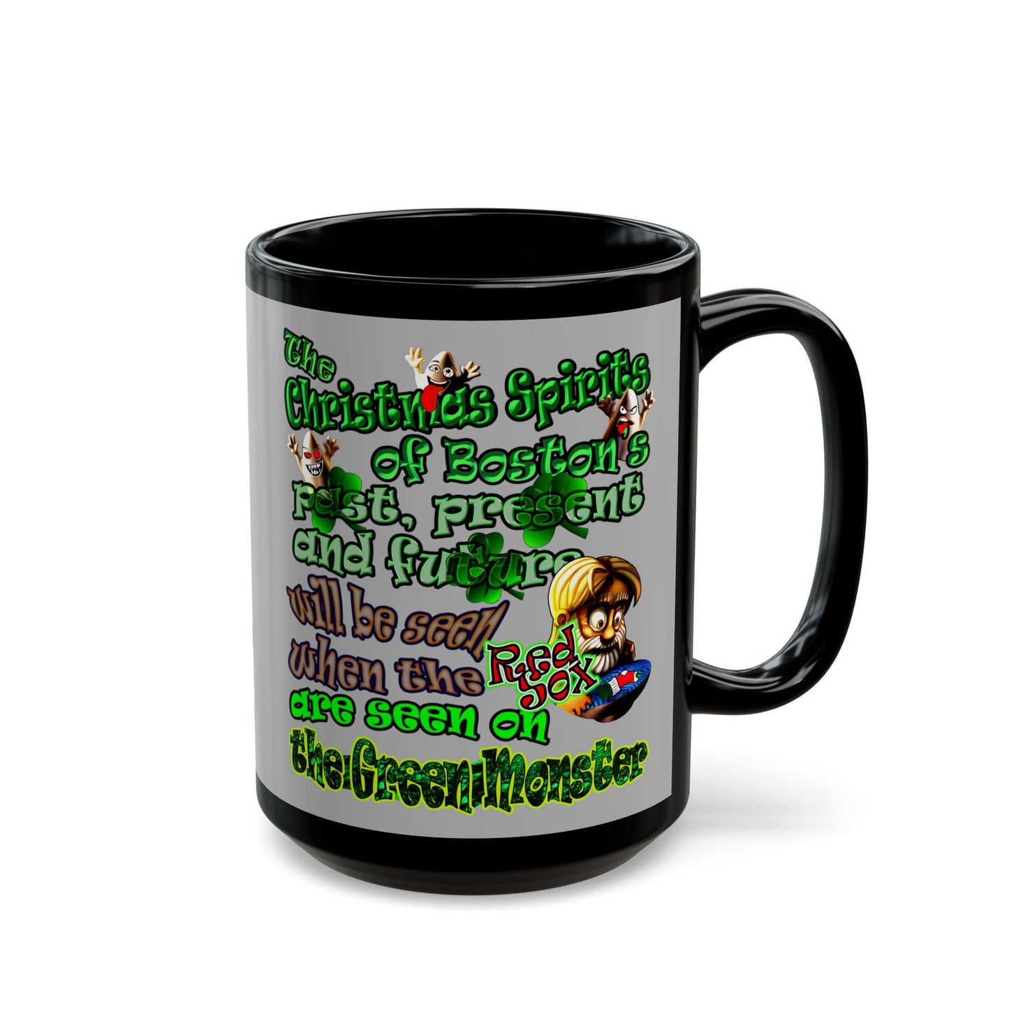 christmas spirits of boston - Black Mug (light grey)