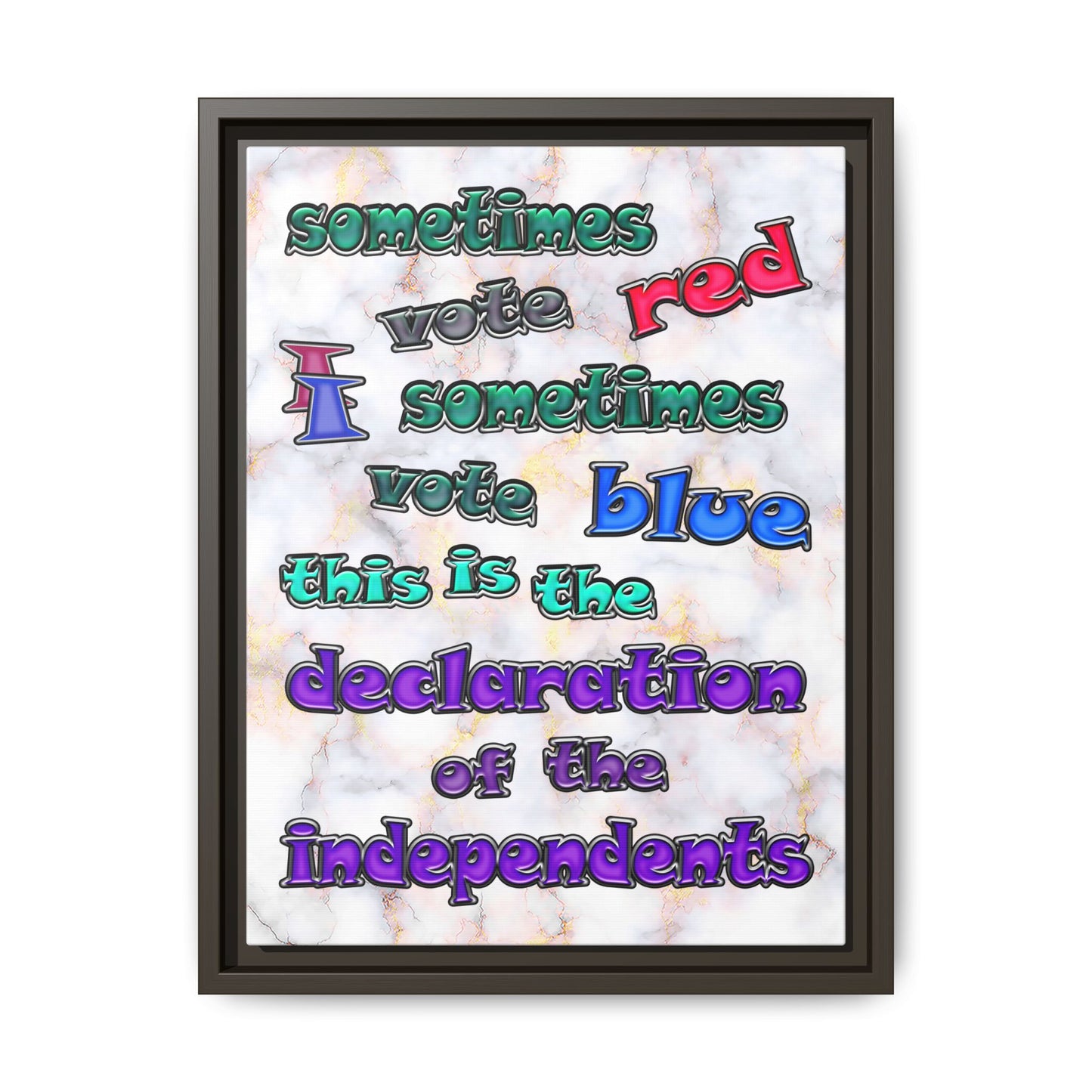 declaration of the independents - framed canvas art (white marble)