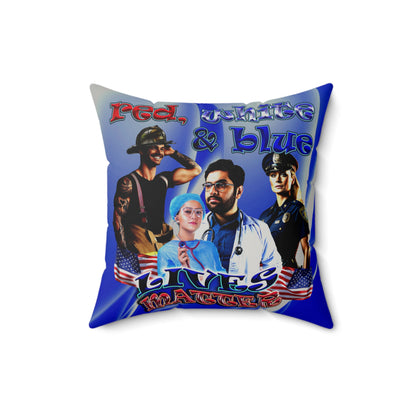 rw&b lives matter - Faux Suede Square Pillow - (blue-white wave)