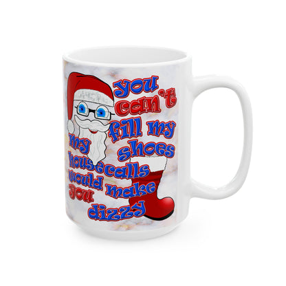 santa's shoes - White Mug (white marble)