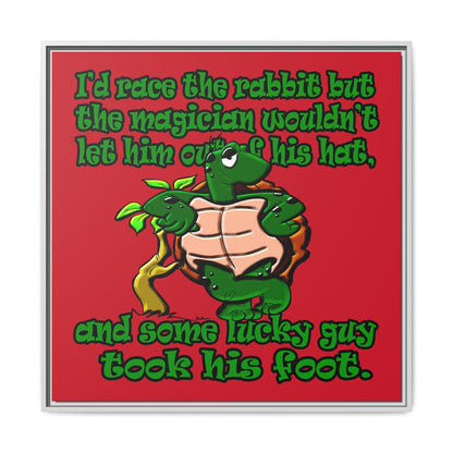 turtle race - framed canvas art (dark red)