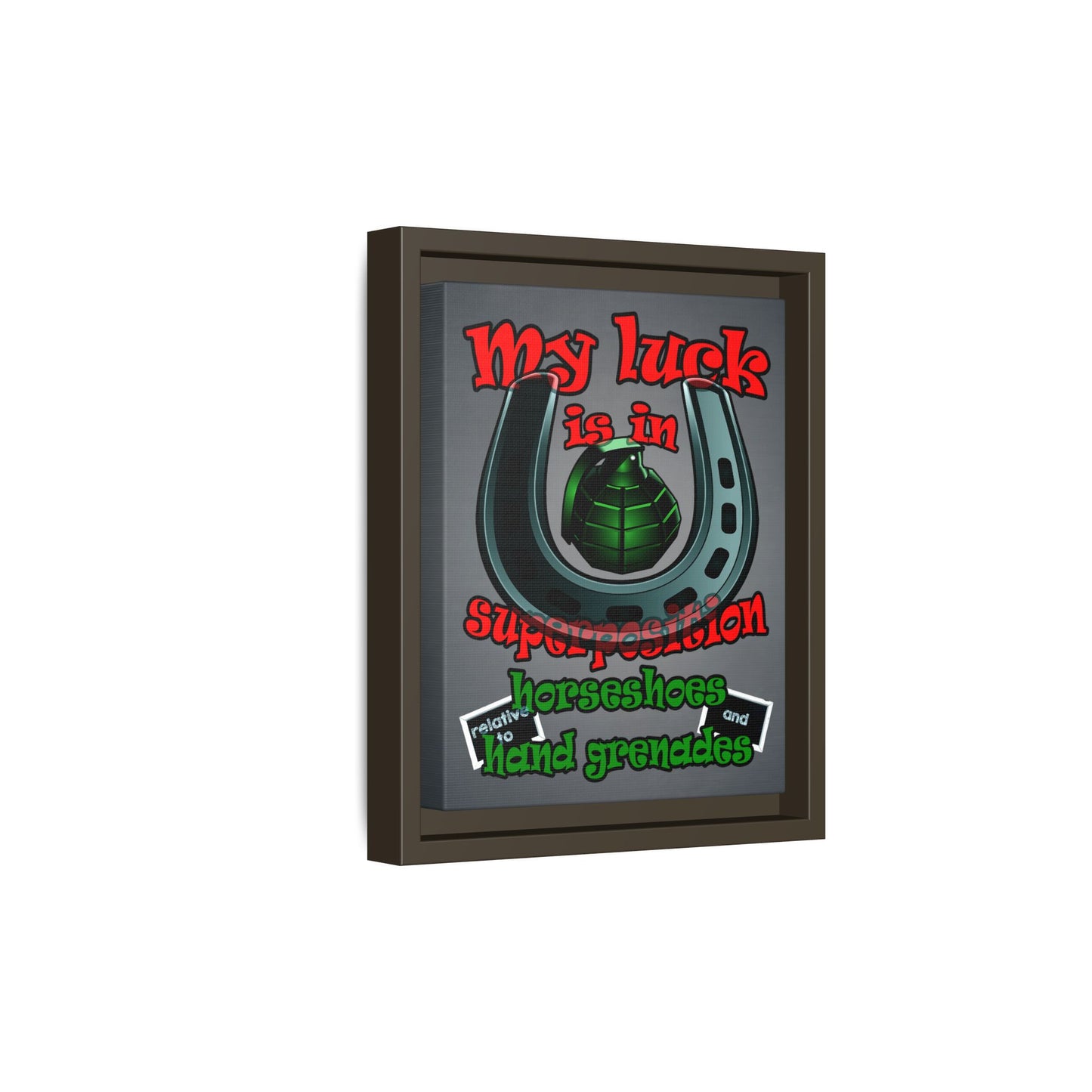 my luck - framed canvas art (grey-light grey)