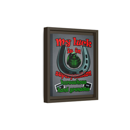 my luck - framed canvas art (grey-light grey)