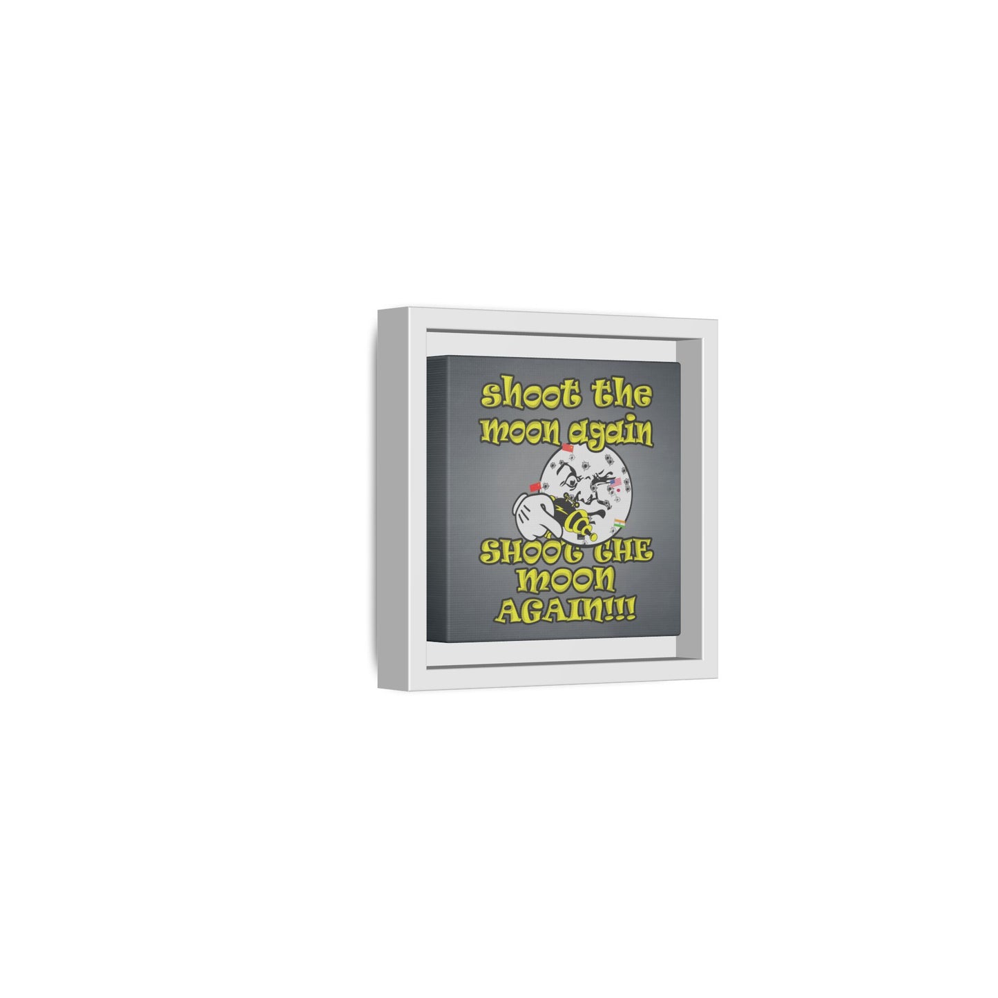 shoot the moon again - framed canvas art (grey-light grey)