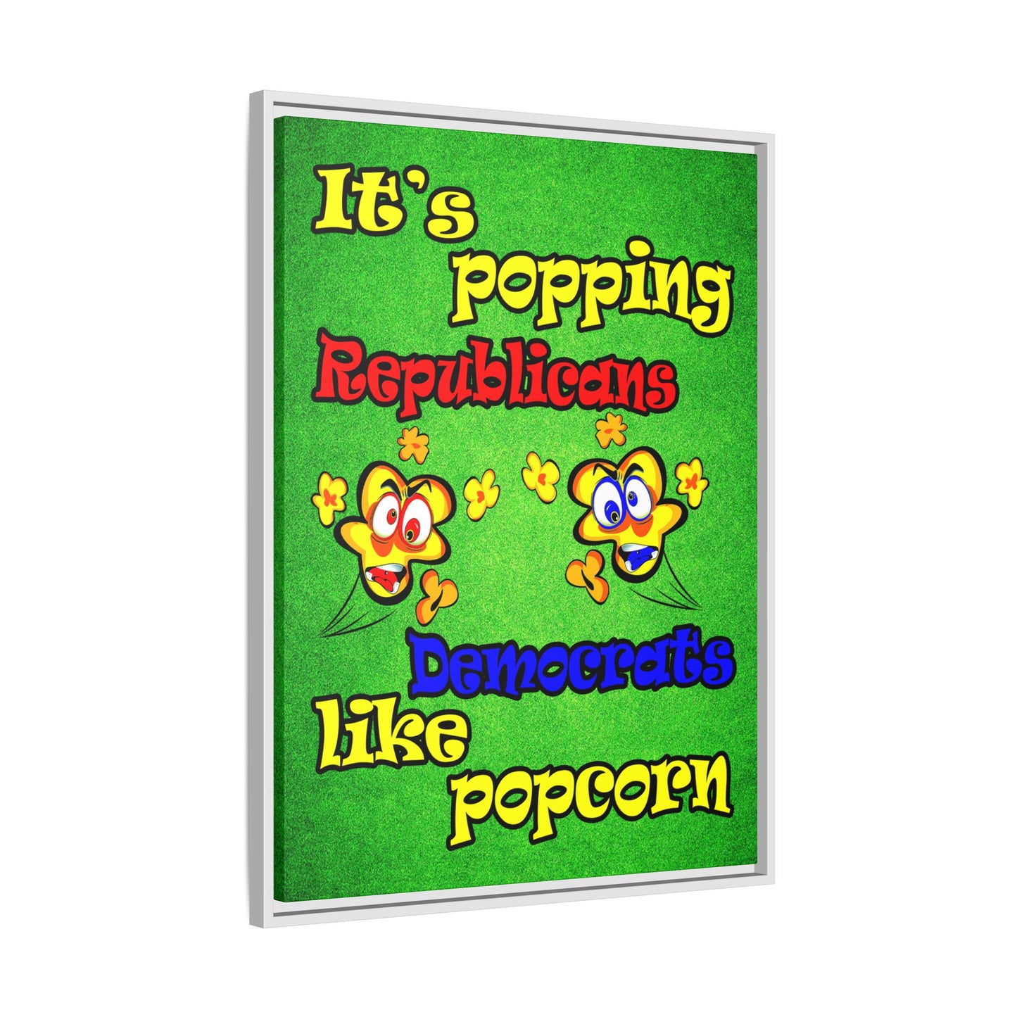 popping like popcorn - framed canvas art (green turf)