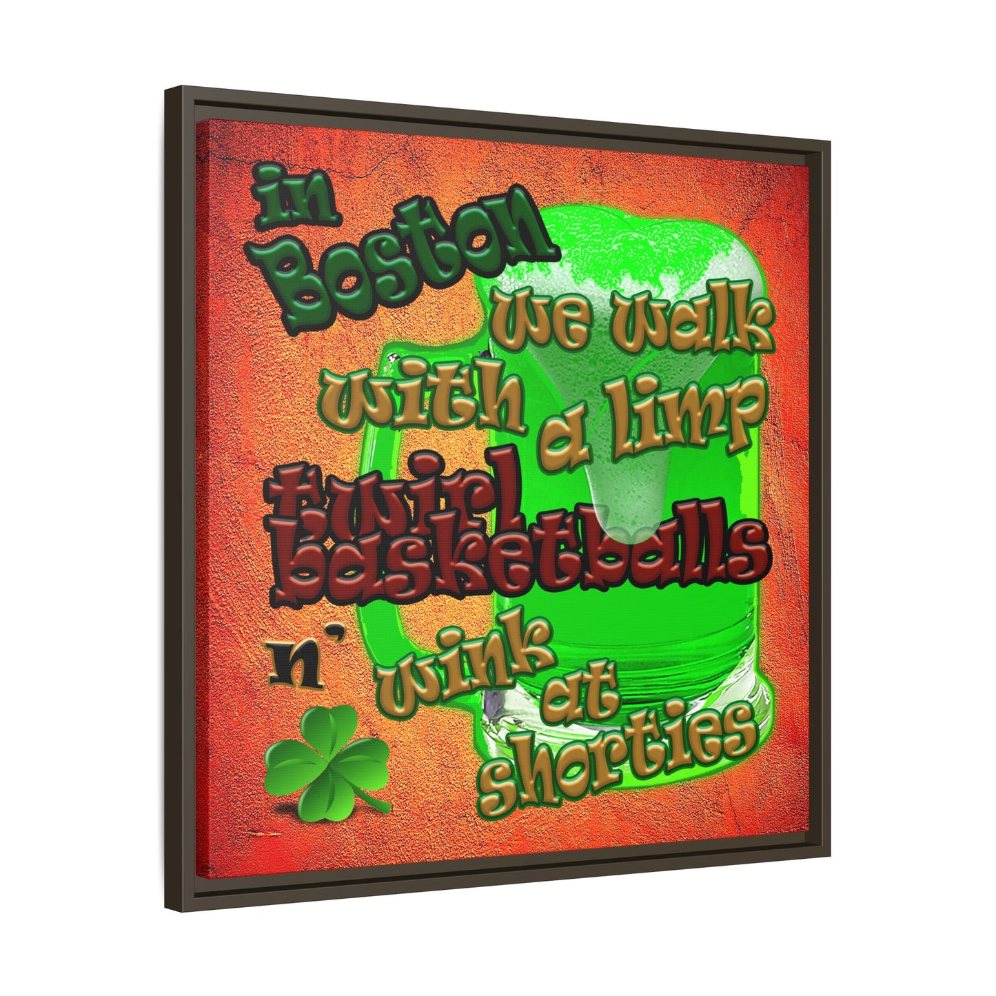 celtics logo - framed canvas art (burnt orange)