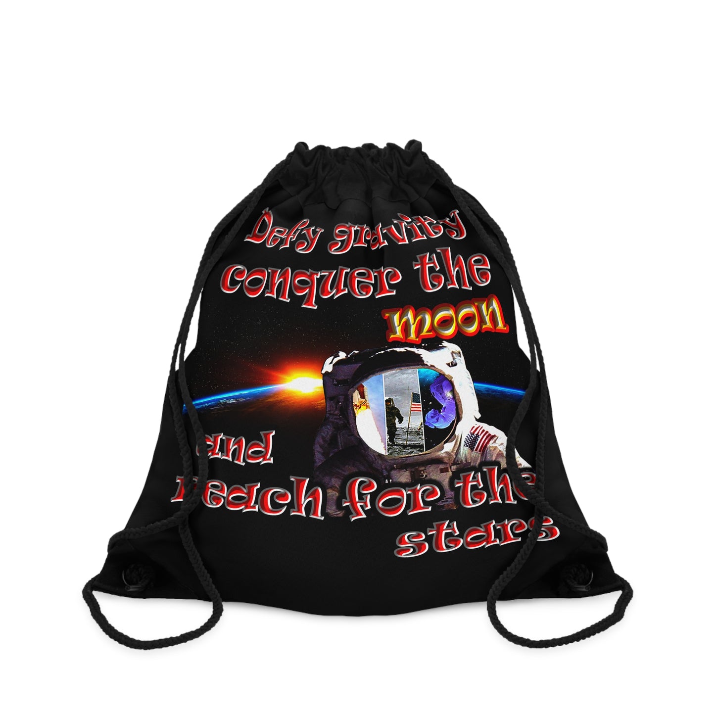 defy conquer reach - Drawstring Bag (black)