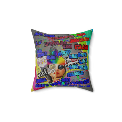 drop the beat - Faux Suede Square Pillow - (rainbow split)