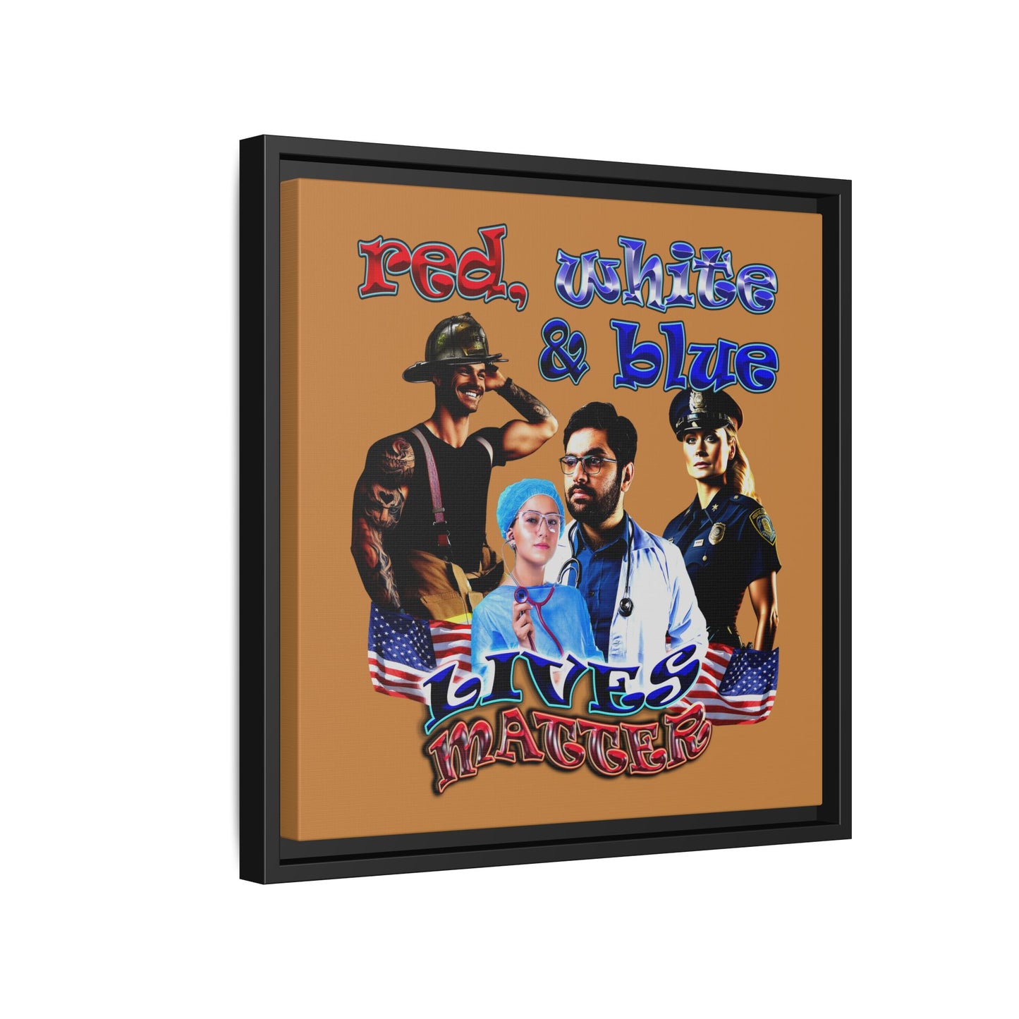rw&b lives matter - framed canvas art (light brown)