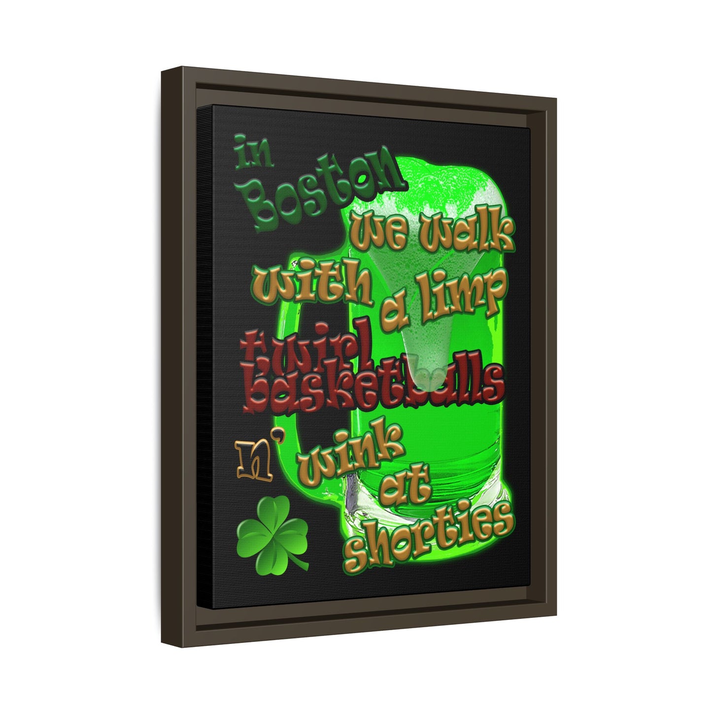 celtics logo - framed canvas art (black)