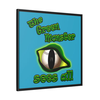 green monster - framed canvas art (turquoise)