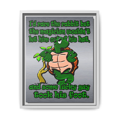 turtle race - framed canvas art (brushed nickel)