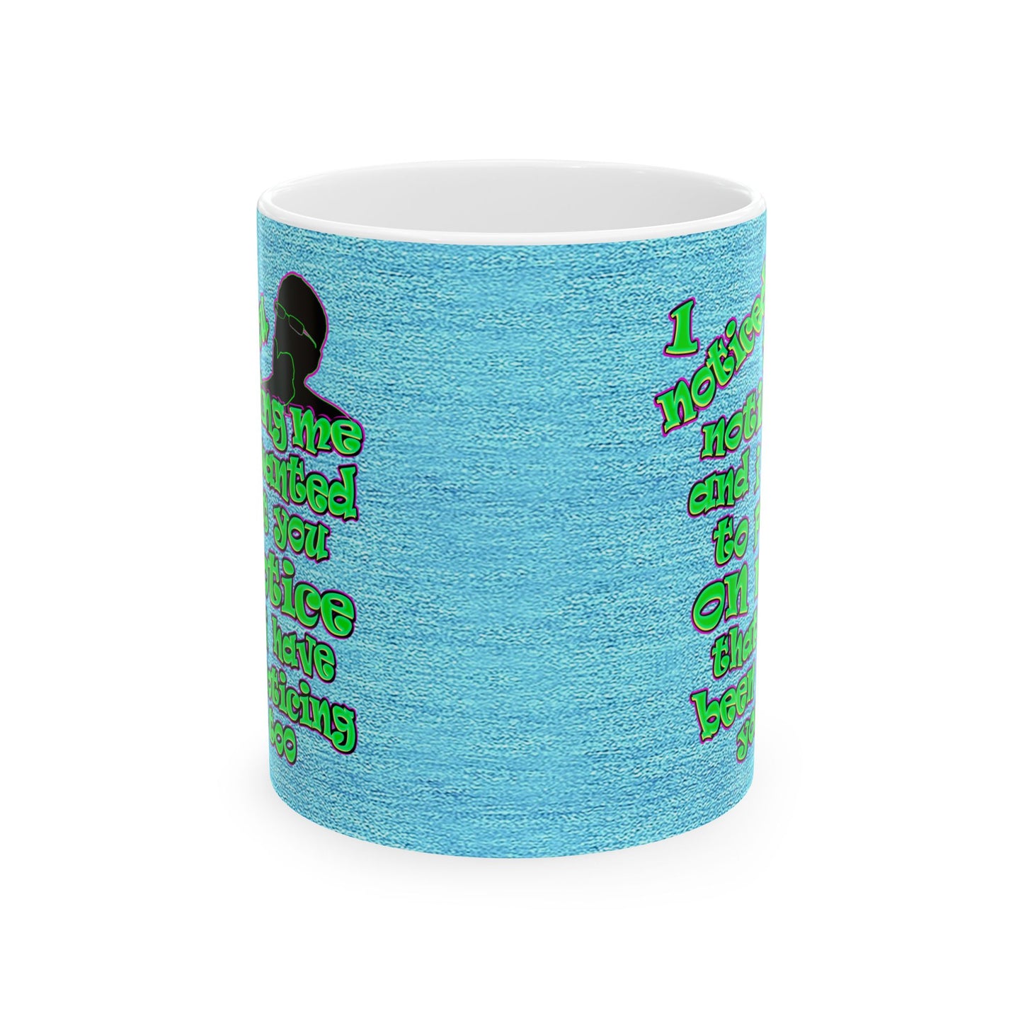noticed you noticing - White Mug (faded dark blue)