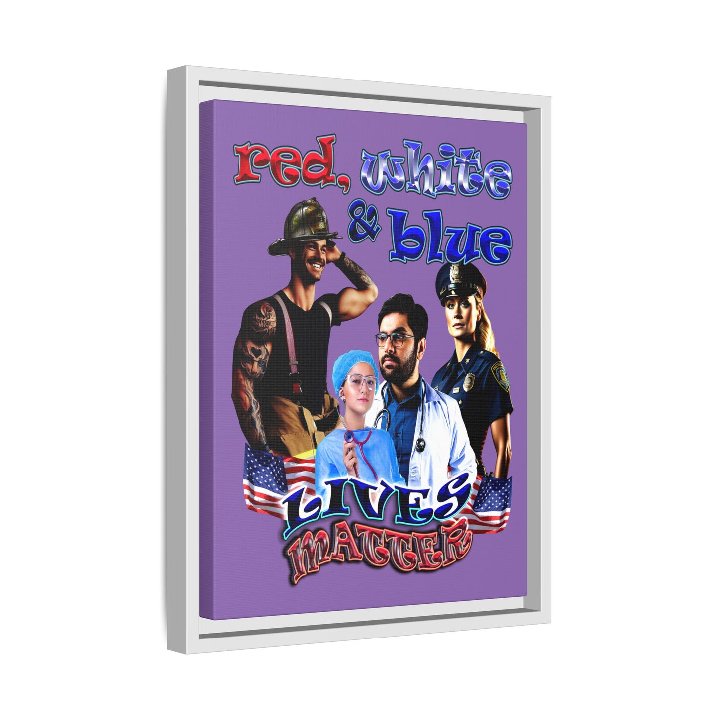 rw&b lives matter - framed canvas art (light purple)