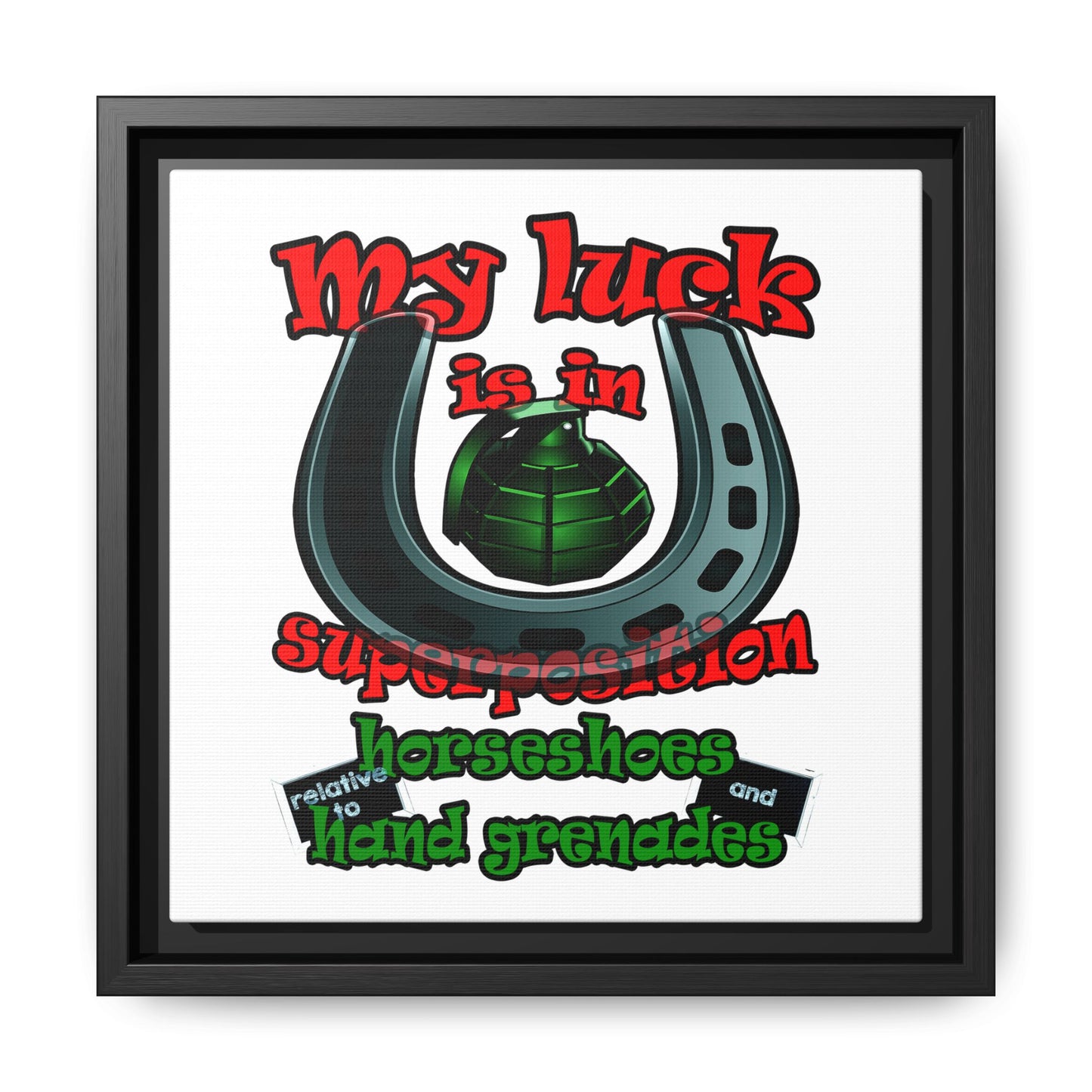 my luck - framed canvas art (white)