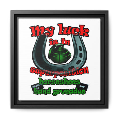 my luck - framed canvas art (white)