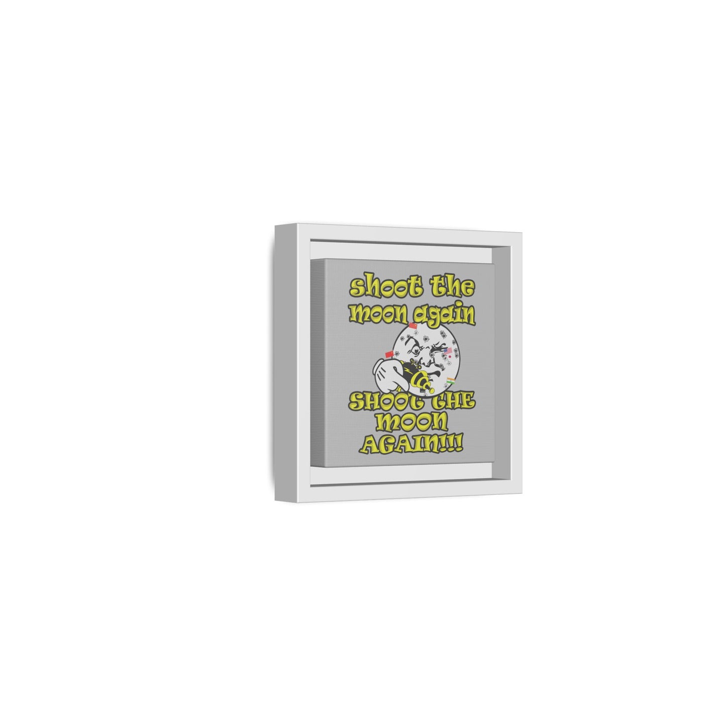 shoot the moon again - framed canvas art (light grey)
