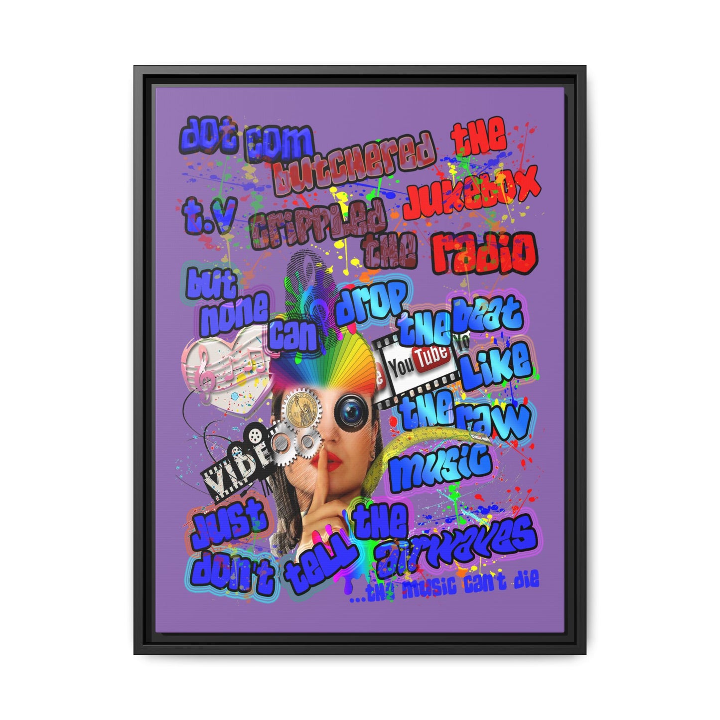 drop the beat - framed canvas art (light purple)