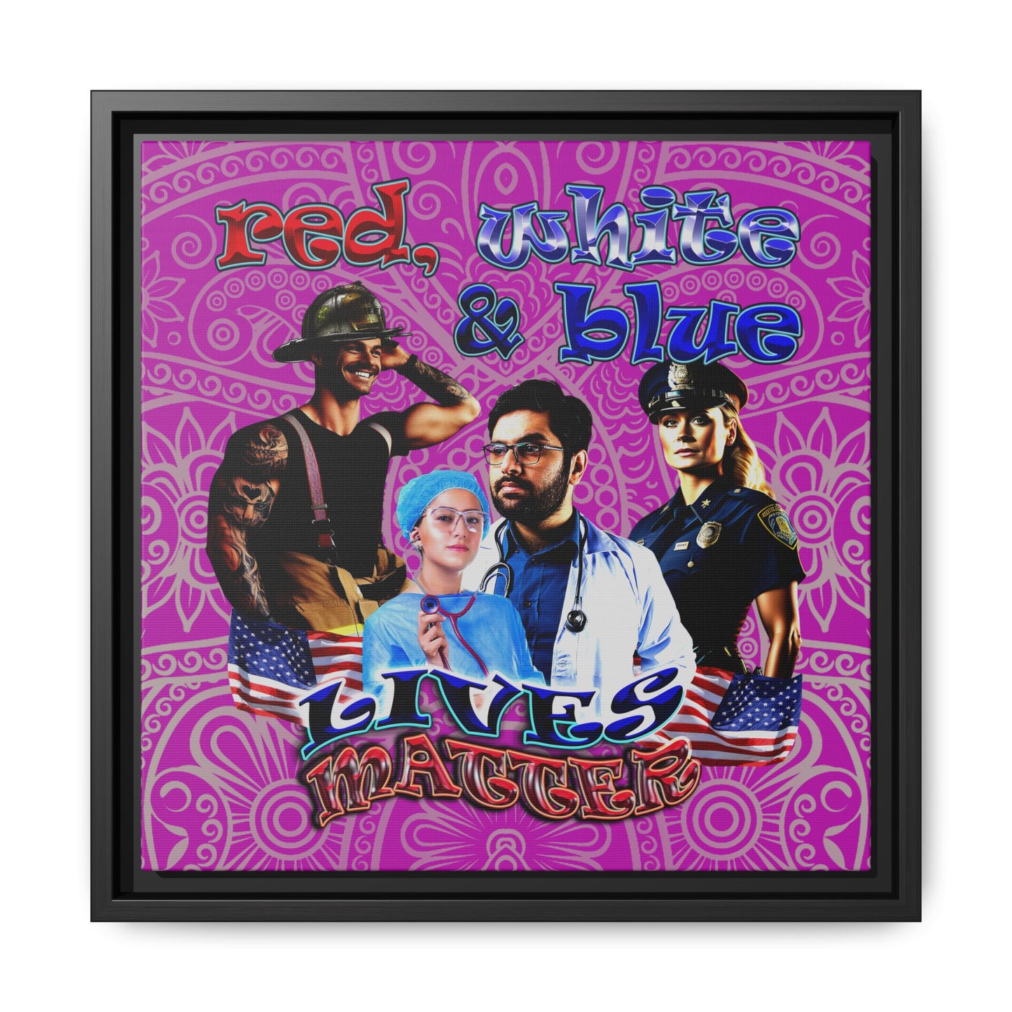 rw&b lives matter - framed canvas art (pink swirl)