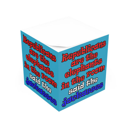 donkeys and elephants - note cube (turquoise)