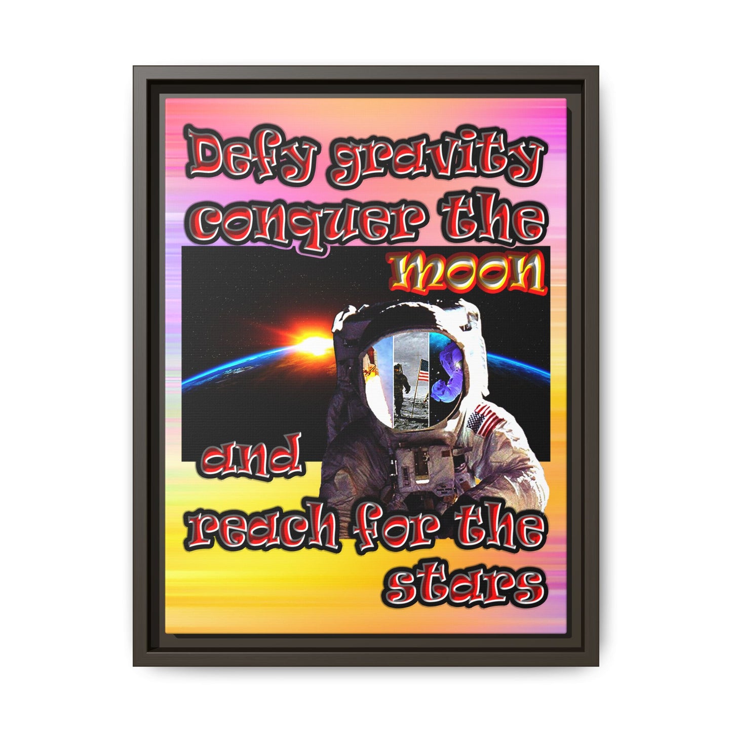 defy conquer reach - framed canvas art (color blur)