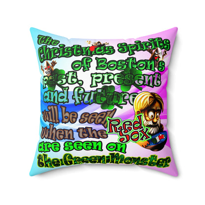 christmas spirits of boston - Spun Polyester Square Pillow - (light blue-pink wave)