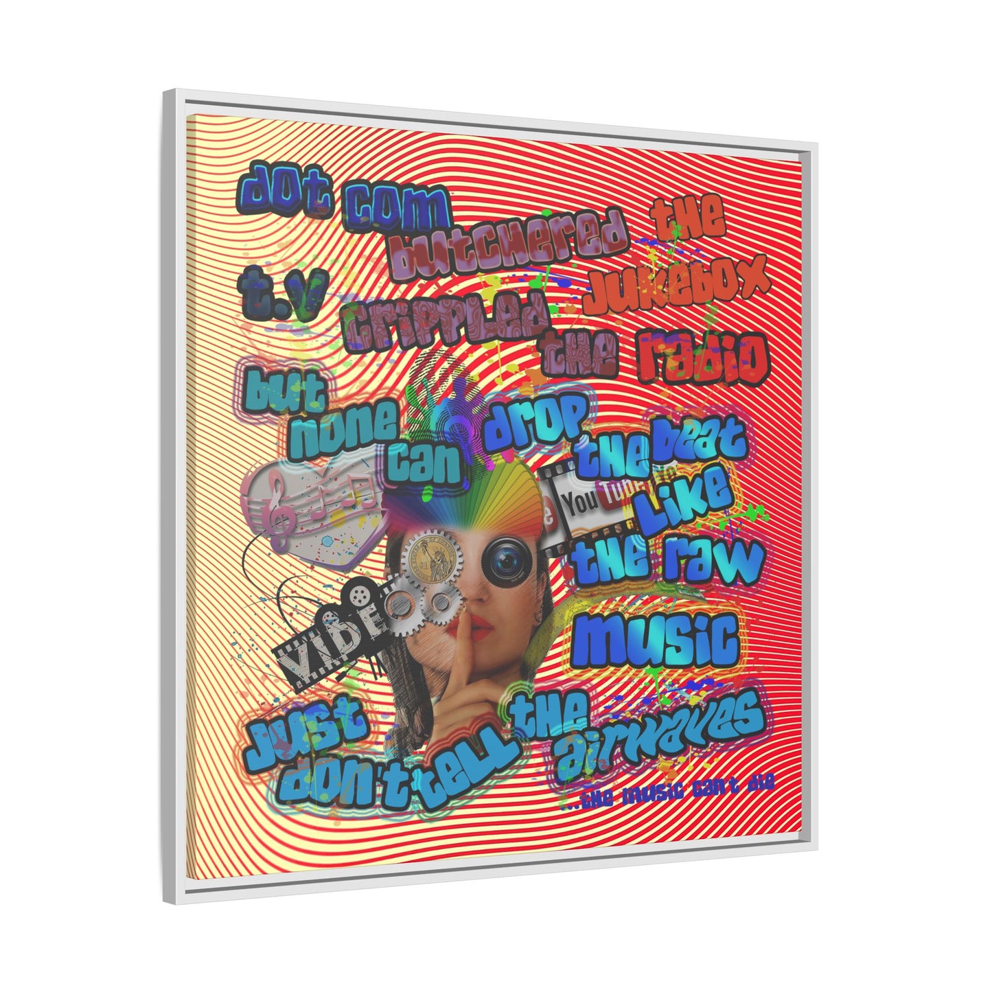 drop the beat - framed canvas art (yellow-orange wave)