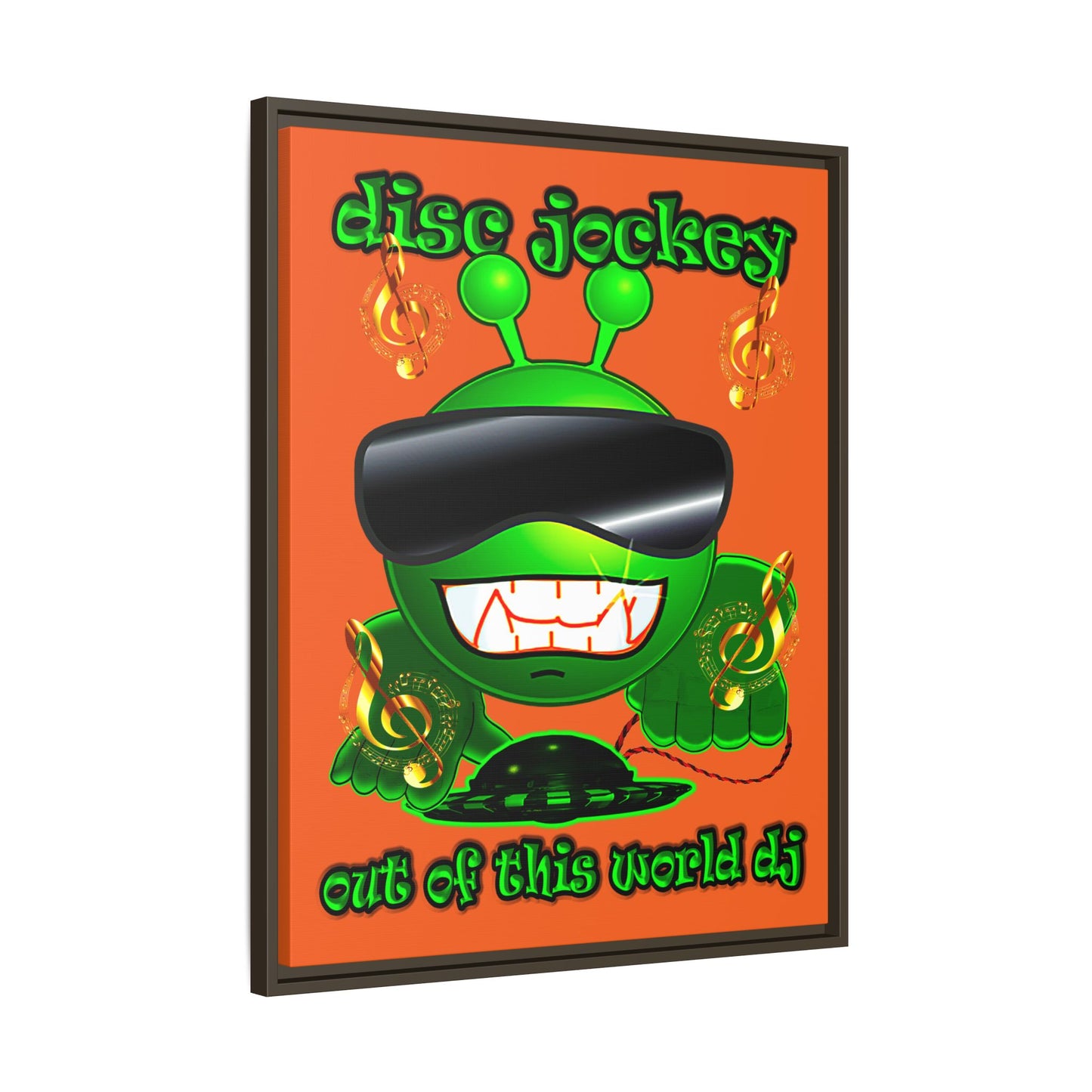 disc jockey - framed canvas art (orange)