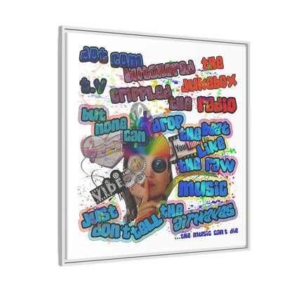drop the beat - framed canvas art (white)