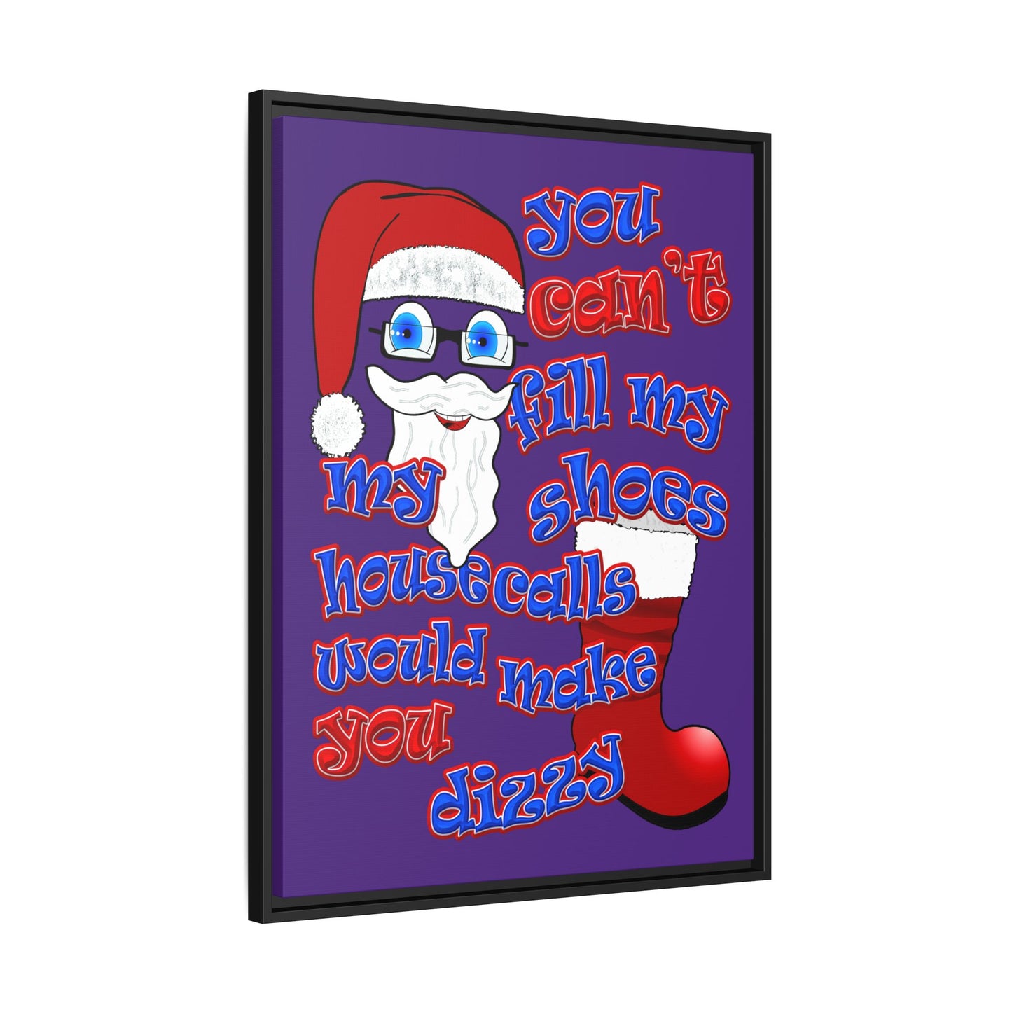 santa's shoes - framed canvas art (purple)