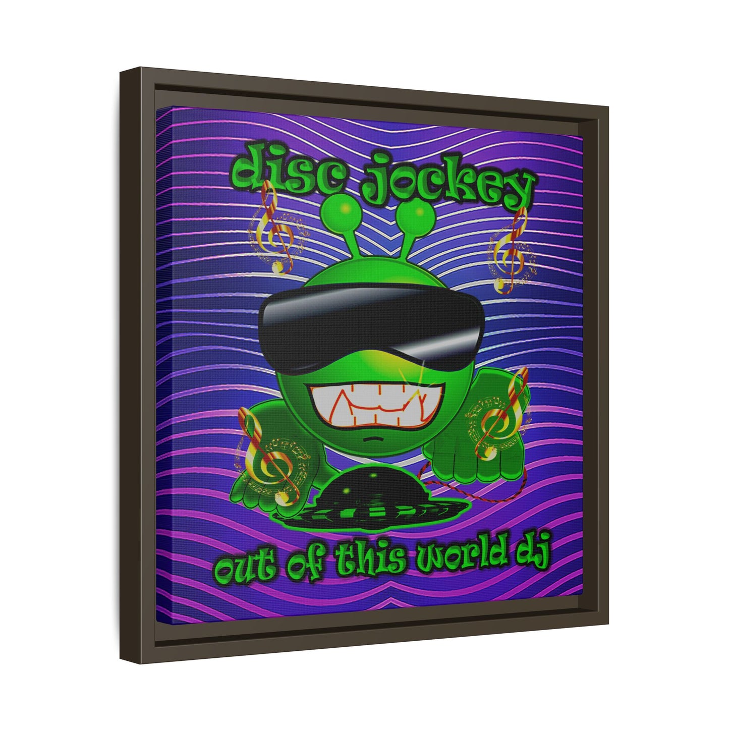 disc jockey - framed canvas art (purple wave)