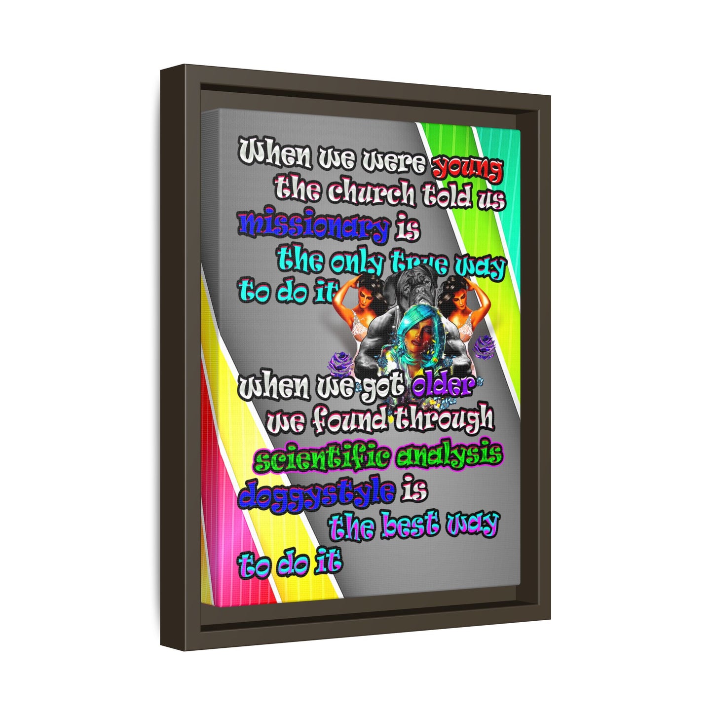 doggystyle - framed canvas art (rainbow split)