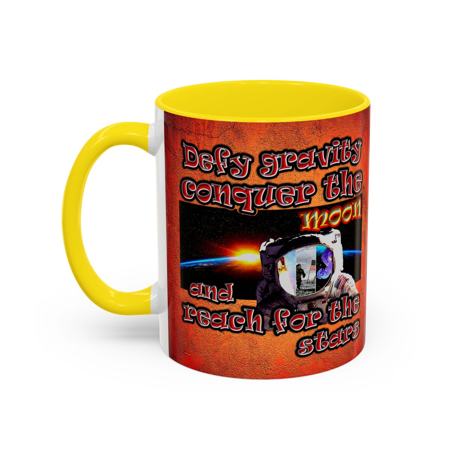 defy conquer reach - Accent Mug (burnt orange)