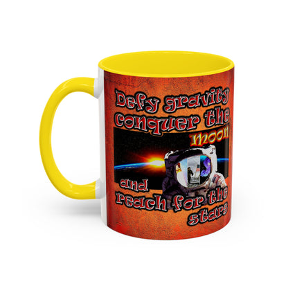 defy conquer reach - Accent Mug (burnt orange)