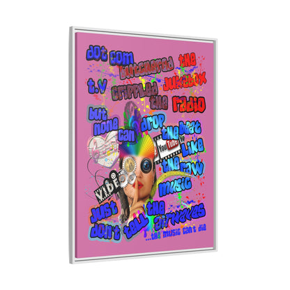 drop the beat - framed canvas art (light pink)