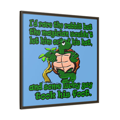 turtle race - framed canvas art (light blue)