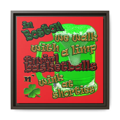 celtics logo - framed canvas art (red)