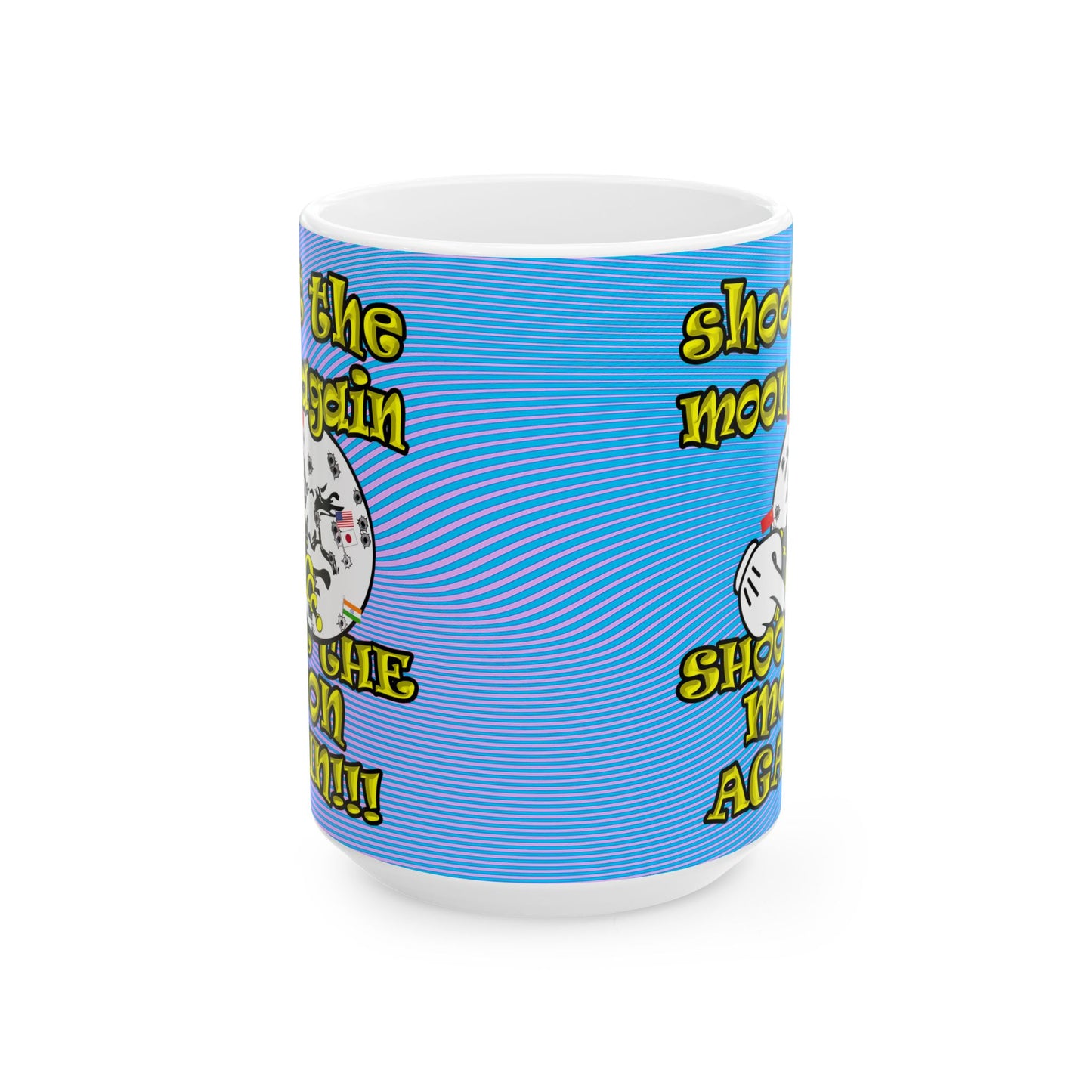 shoot the moon again - White Mug (light blue-purple wave)