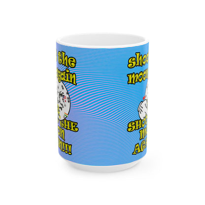 shoot the moon again - White Mug (light blue-purple wave)