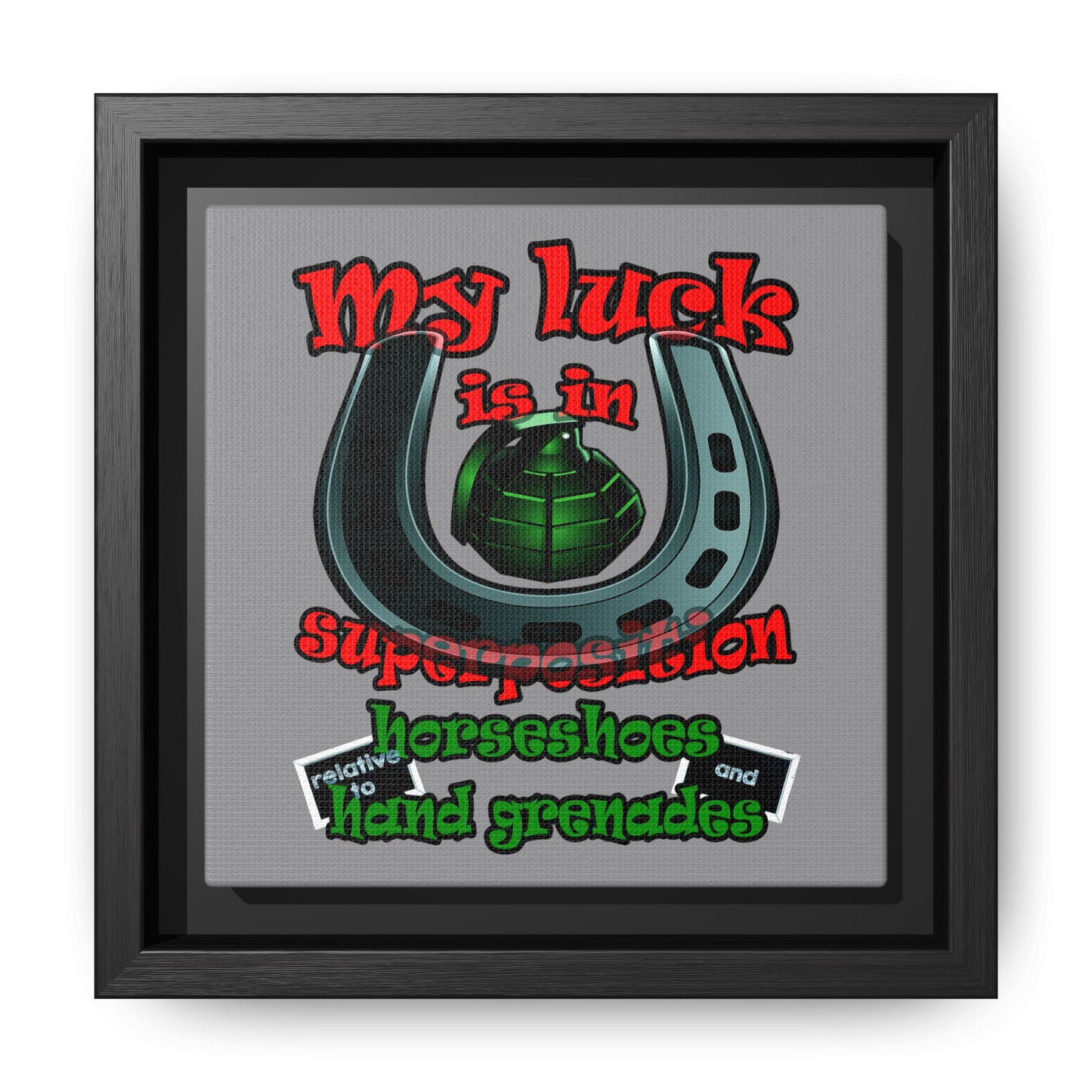 my luck - framed canvas art (grey)