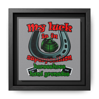 my luck - framed canvas art (grey)