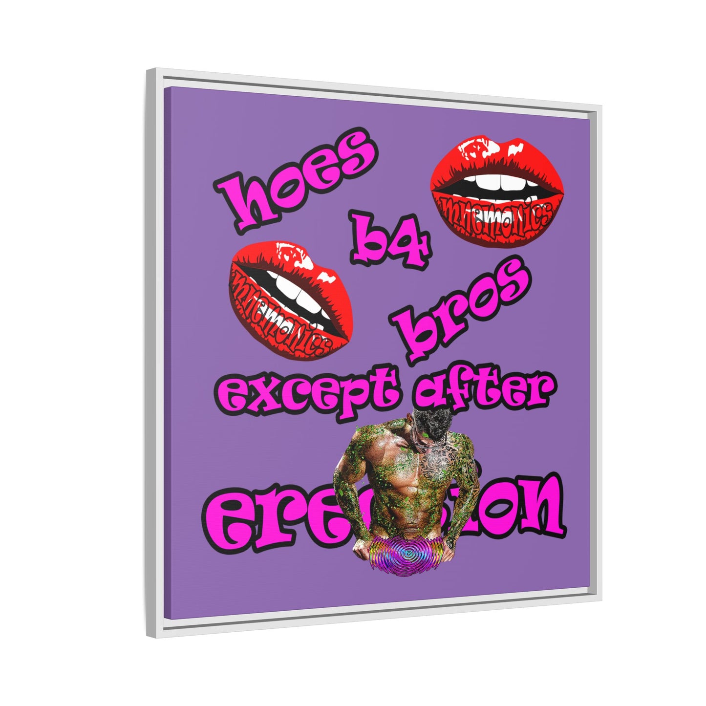 hoes b4 bros - framed canvas art (light purple)