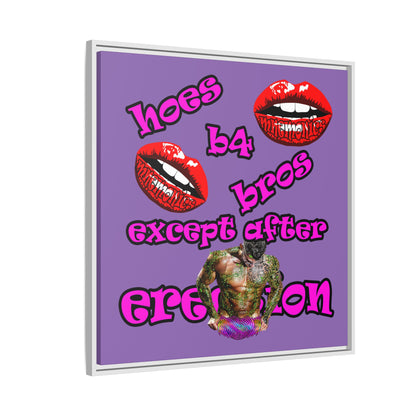 hoes b4 bros - framed canvas art (light purple)